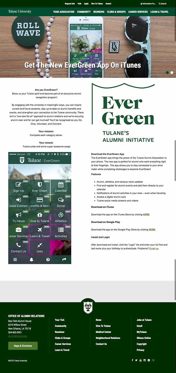 Tulane web page