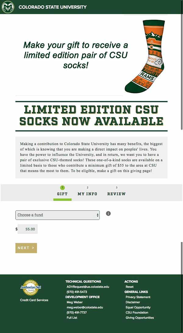 Colorado State socks promotion