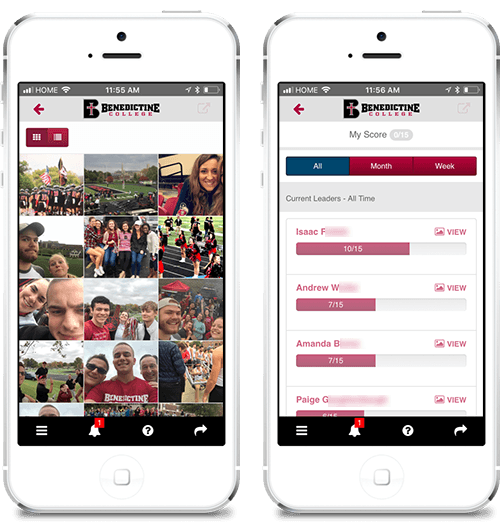 Students used the cameras on their smartphones to document the weekend's activities and the leaderboard in the app to see which students were completing the most activities.